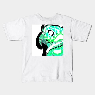 mexican parrot ecopop in green jade pattern bird Kids T-Shirt